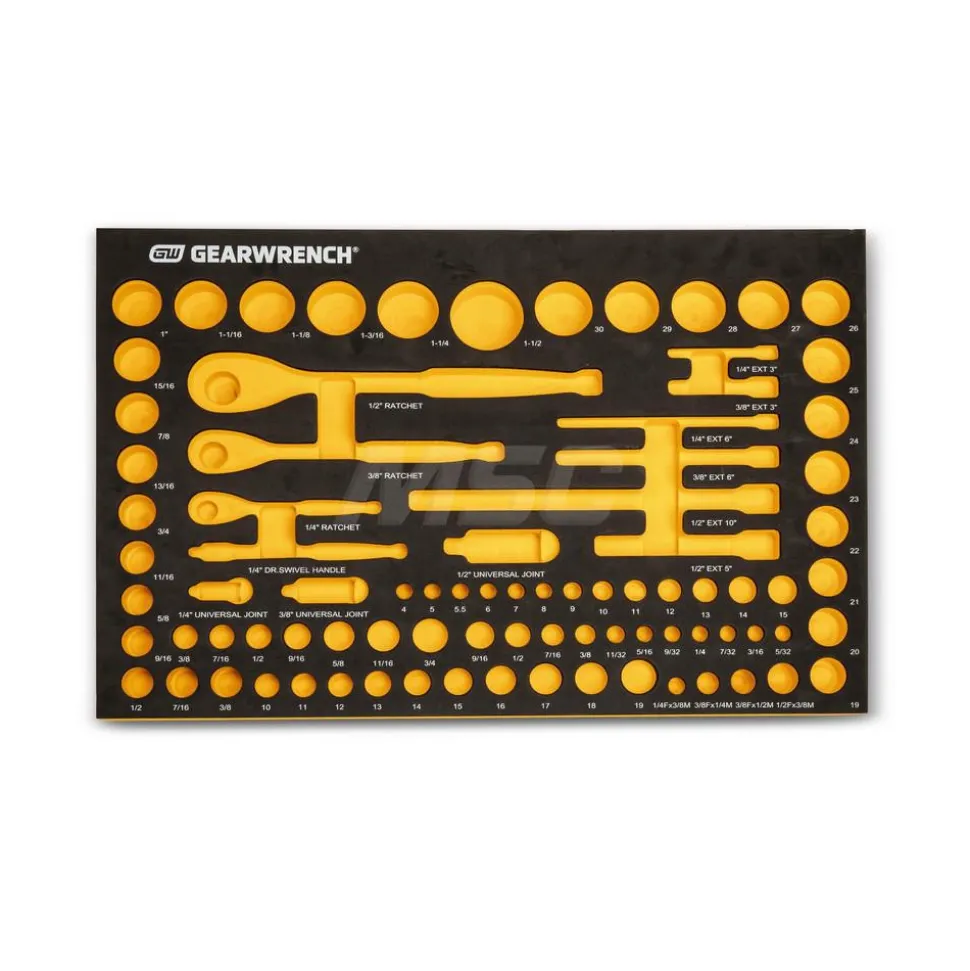 83 Pc, 1/4", 3/8" & 1/2" Drive, 90-Tooth, SAE & Metric Mechanics Tool Set with Foam Storage Tray