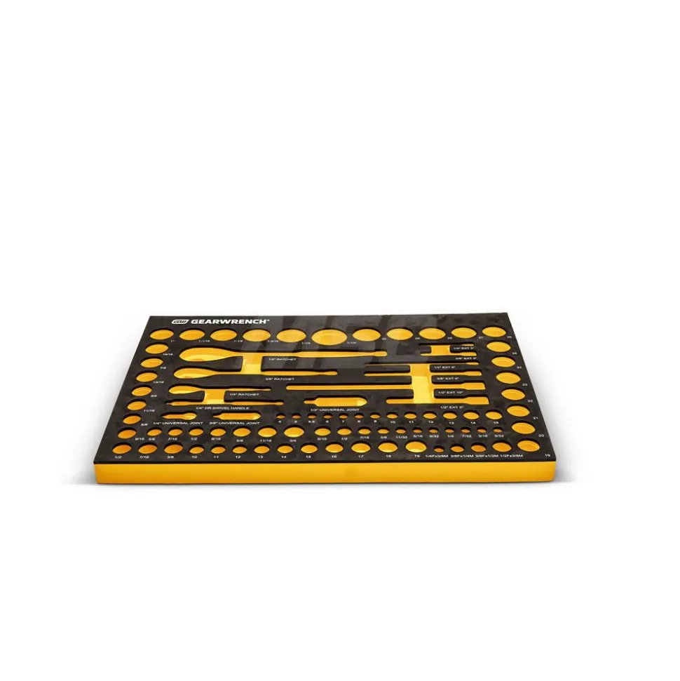 83 Pc, 1/4", 3/8" & 1/2" Drive, 90-Tooth, SAE & Metric Mechanics Tool Set with Foam Storage Tray