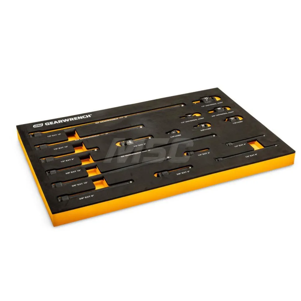 17 Pc, 1/4", 3/8" & 1/2" Impact Drive Tool Accessories Set with Foam Storage Tray
