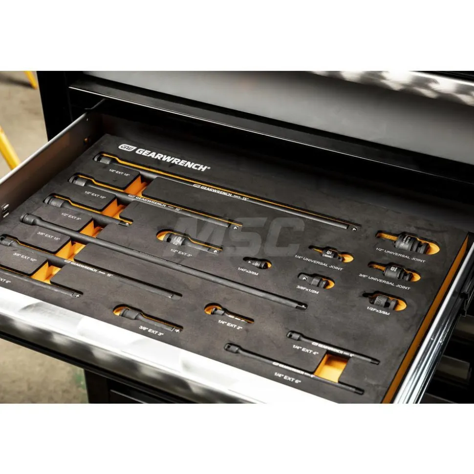 17 Pc, 1/4", 3/8" & 1/2" Impact Drive Tool Accessories Set with Foam Storage Tray
