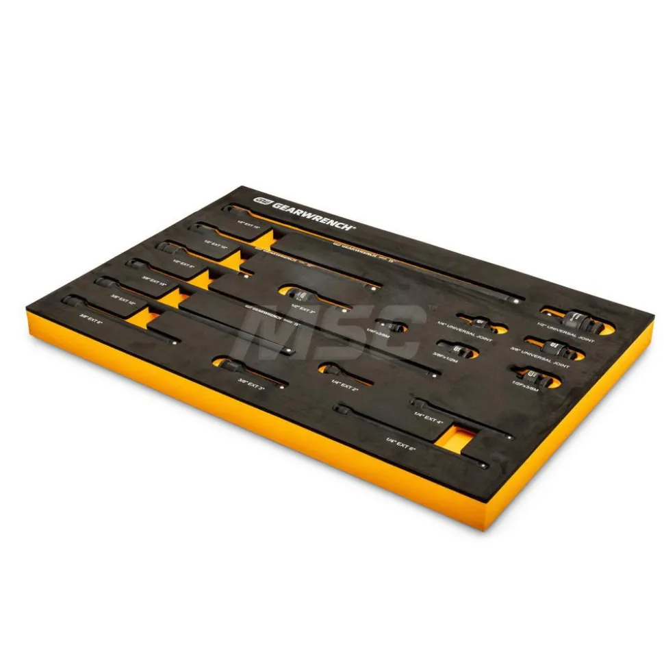 17 Pc, 1/4", 3/8" & 1/2" Impact Drive Tool Accessories Set with Foam Storage Tray