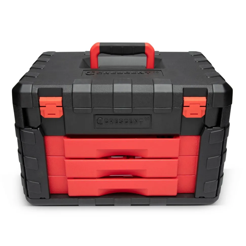 229 Pc, 1/4", 3/8", 1/2" Mechanics Hand Tool Set with 3 Drawer Storage Case