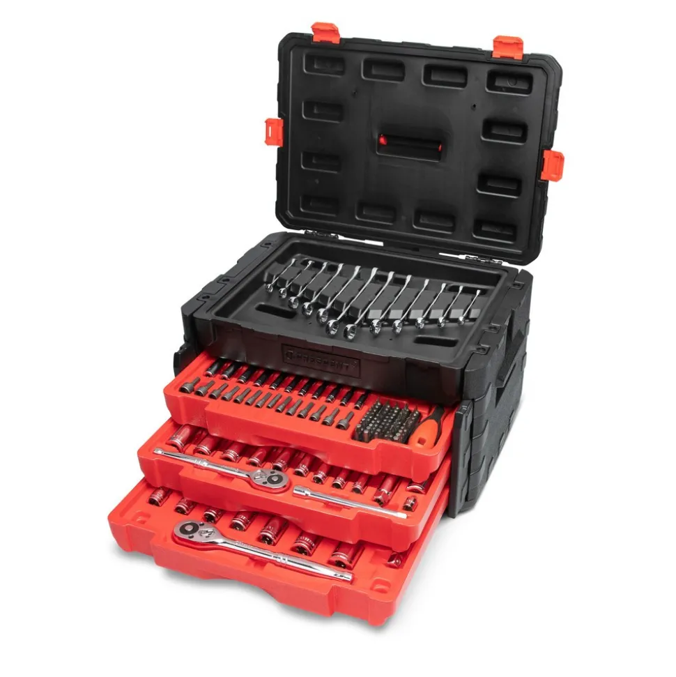 229 Pc, 1/4", 3/8", 1/2" Mechanics Hand Tool Set with 3 Drawer Storage Case