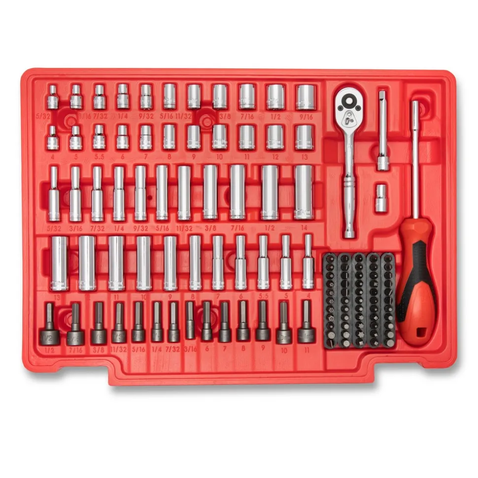 229 Pc, 1/4", 3/8", 1/2" Mechanics Hand Tool Set with 3 Drawer Storage Case