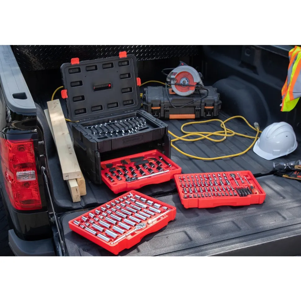 229 Pc, 1/4", 3/8", 1/2" Mechanics Hand Tool Set with 3 Drawer Storage Case