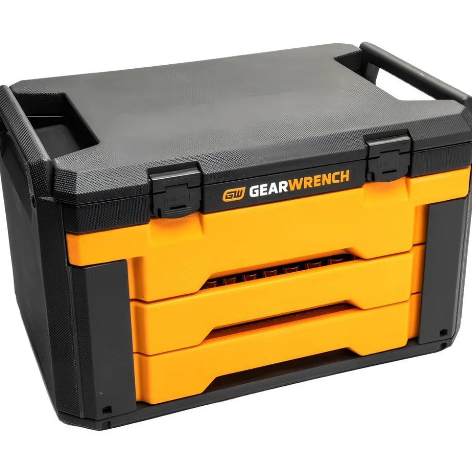 243 Pc, 6-Point, Mechanics Tool Set in 3 Drawer Storage Box