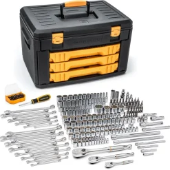 243 Pc, 12-Point, Mechanics Tool Set in 3 Drawer Storage Box