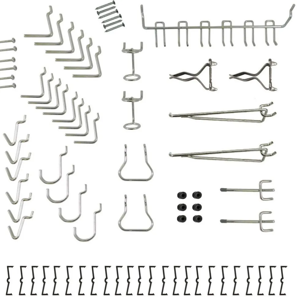 Pegboard Hook Sets: Set Type: Hooks; Mount Type: Hanging; For Use With: Pegboard; Material: Metal