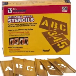 45 Piece, 4 Inch Character Size, Brass Stencil