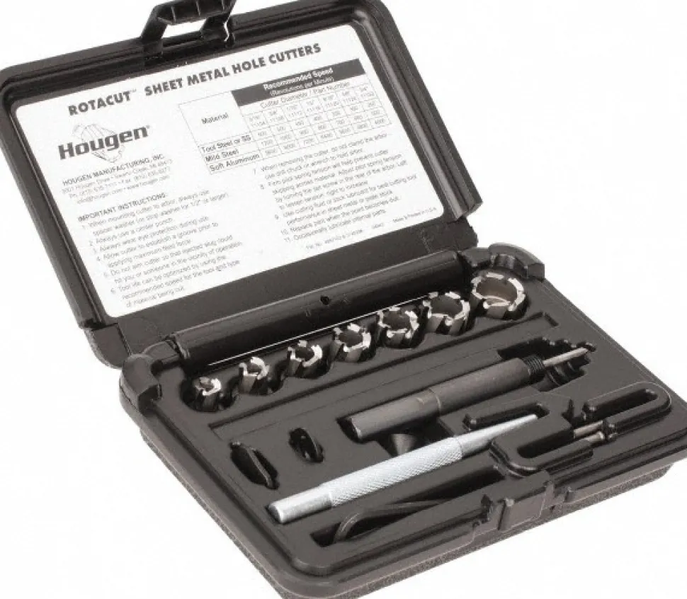 10 Piece, 5/16 to 3/4" Cutter Dia, 1/4" Cutting Depth, High Speed Steel Annular Cutter Set
