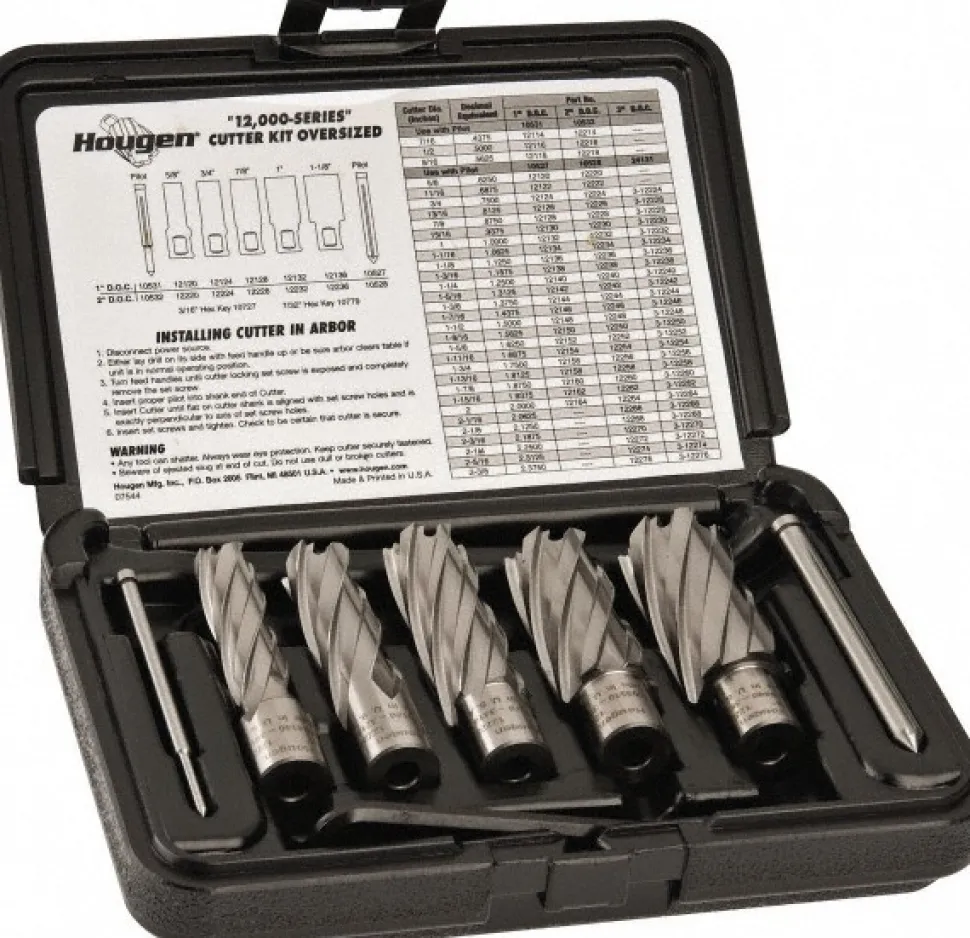 8 Piece, 5/8 to 1-1/8" Cutter Dia, 2" Cutting Depth, High Speed Steel Annular Cutter Set