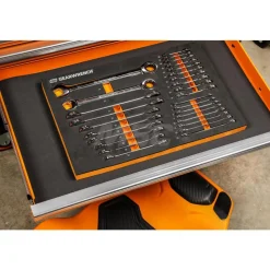 28 Piece 72-Tooth 12 Point Metric Standard & Stubby Combination Ratcheting Wrench Set with Foam Storage Tray