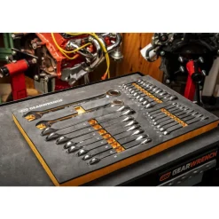 28 Piece 72-Tooth 12 Point Metric Standard & Stubby Combination Ratcheting Wrench Set with Foam Storage Tray