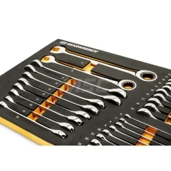28 Piece 72-Tooth 12 Point Metric Standard & Stubby Combination Ratcheting Wrench Set with Foam Storage Tray