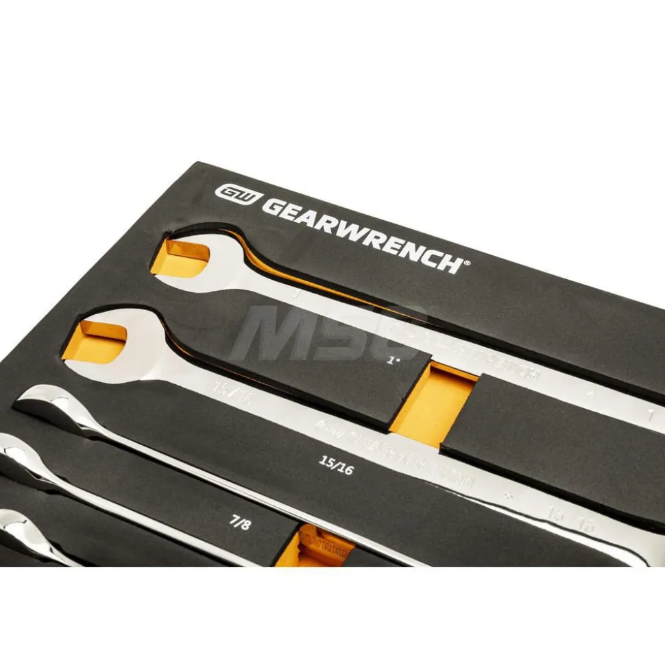 21 Piece 72-Tooth 12 Point SAE Standard & Stubby Combination Ratcheting Wrench Set with Foam Storage Tray
