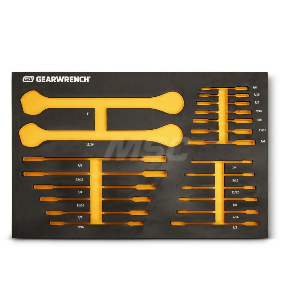 21 Piece 72-Tooth 12 Point SAE Standard & Stubby Combination Ratcheting Wrench Set with Foam Storage Tray
