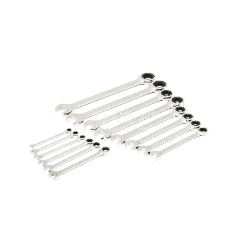 21 Piece 72-Tooth 12 Point SAE Standard & Stubby Combination Ratcheting Wrench Set with Foam Storage Tray