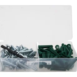 100 Piece, #14 to 16 Screw, Plastic & Steel Slotted/Phillips Drive Anchor Assortment
