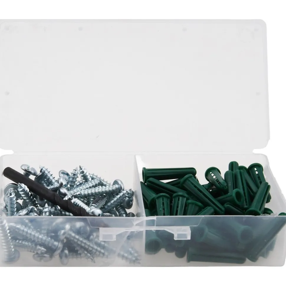 100 Piece, #14 to 16 Screw, Plastic & Steel Slotted/Phillips Drive Anchor Assortment