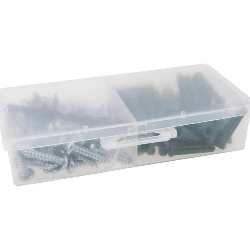 100 Piece, #14 to 16 Screw, Plastic & Steel Slotted/Phillips Drive Anchor Assortment