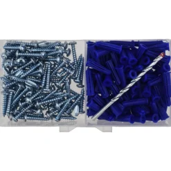 200 Piece, #10 to 12 Screw, Plastic & Steel Slotted/Phillips Drive Anchor Assortment