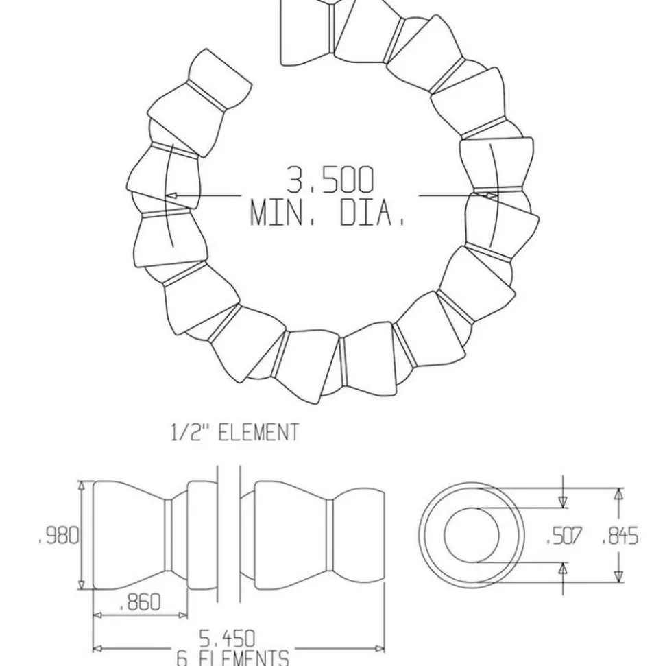 2 Piece, 11" Total Hose Length, 1/2" Hose ID, Coolant Hose Kit