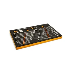 44 Piece 90T SAE/Metric Combination Ratcheting Wrench & Long Arm Hex Key Set with Foam Storage Tray