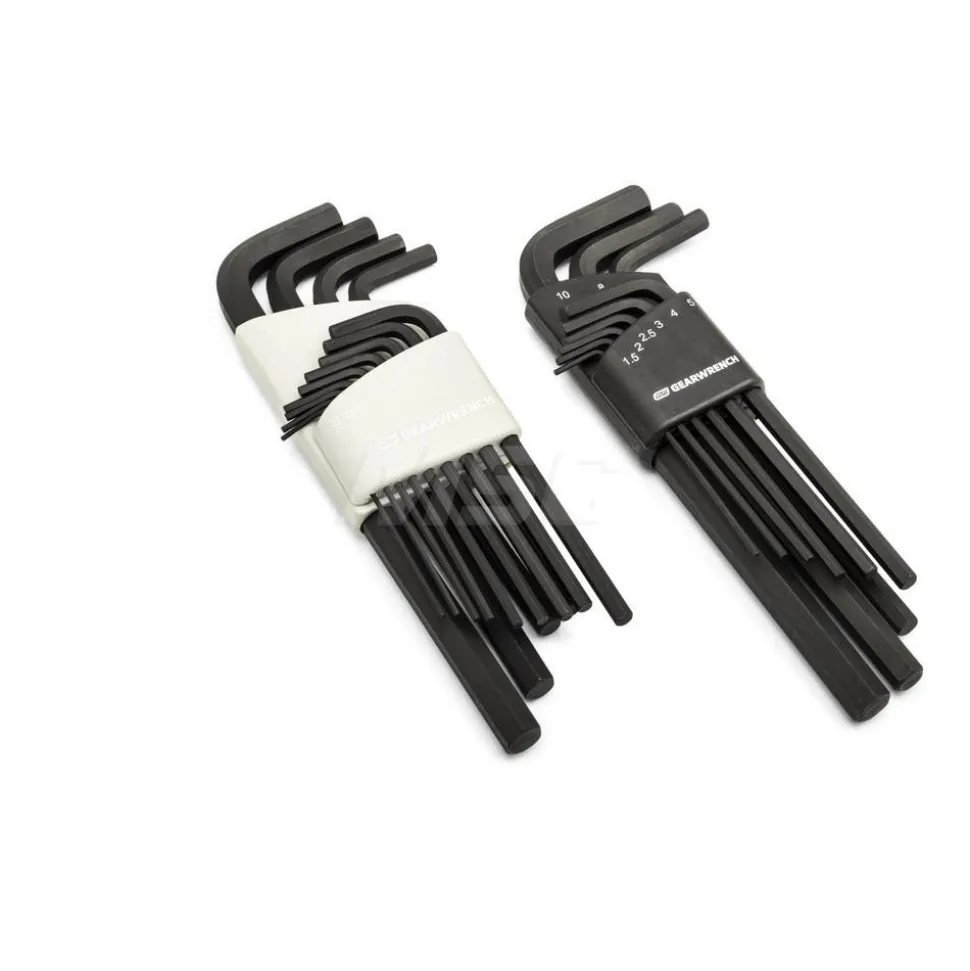 44 Piece 90T SAE/Metric Combination Ratcheting Wrench & Long Arm Hex Key Set with Foam Storage Tray