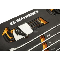 44 Piece 90T SAE/Metric Combination Ratcheting Wrench & Long Arm Hex Key Set with Foam Storage Tray