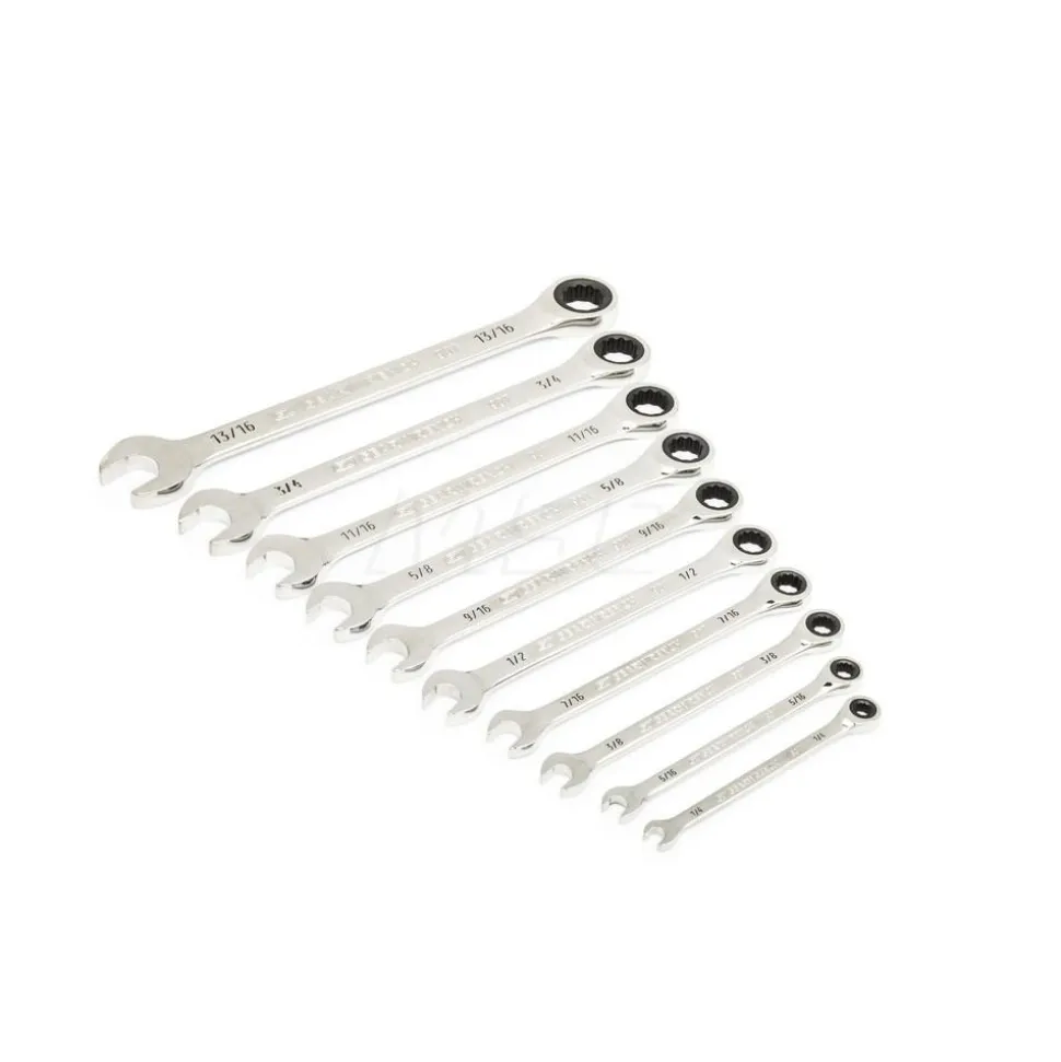 44 Piece 90T SAE/Metric Combination Ratcheting Wrench & Long Arm Hex Key Set with Foam Storage Tray