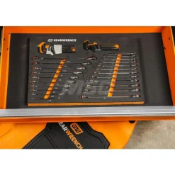 44 Piece 90T SAE/Metric Combination Ratcheting Wrench & Long Arm Hex Key Set with Foam Storage Tray