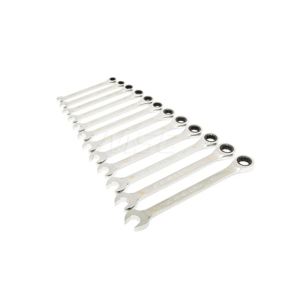 44 Piece 90T SAE/Metric Combination Ratcheting Wrench & Long Arm Hex Key Set with Foam Storage Tray