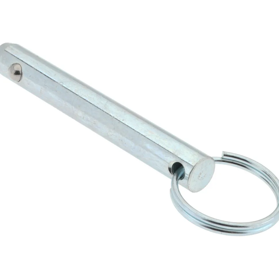 3/8" Pin Dia, 2-1/2" Long, Zinc Plated Steel Ball Lock Hitch Pin