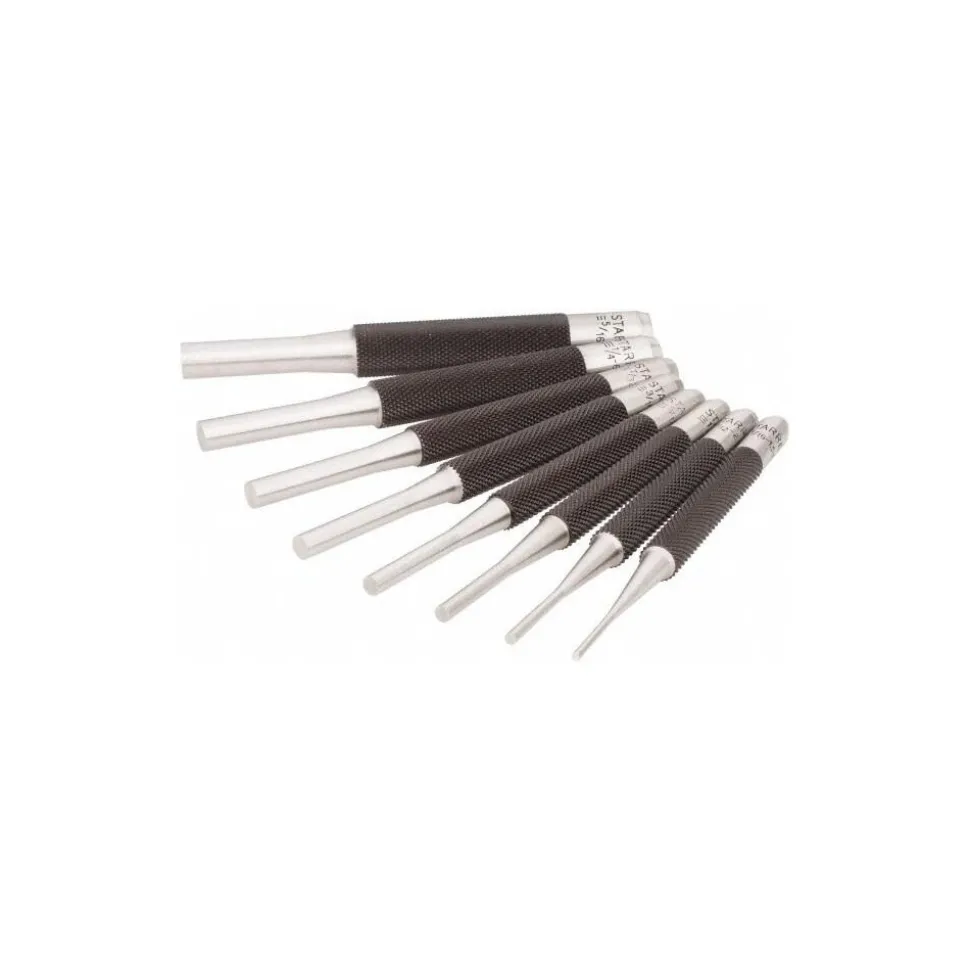 Pin Punch Set: 8 Pc, 0.0625 to 0.25"