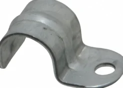 Pipe or Conduit Strap: 1/2" Pipe, 1/2" Tube, Steel, Zinc Finish, 1 Mount Hole, Screw-On
