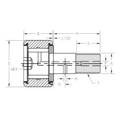 Plain Cam Follower: 1.25" Roller Dia, 0.75" Roller Width, 0.5" Stud Dia, 1-1/4" Stud Length