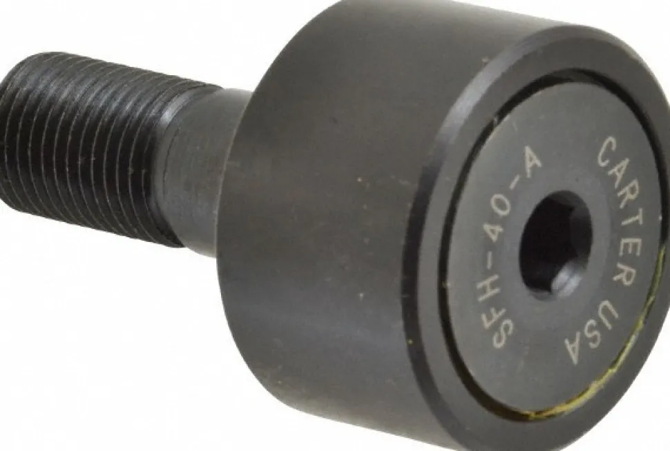 Plain Cam Follower: 0.75" Roller Width, 0.5" Stud Dia, 1-1/4" Stud Length