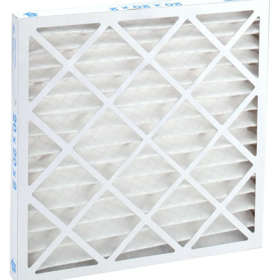 Pleated Air Filter: Wire-Backed Pleated, MERV 8, Synthetic, 35% Efficient, 20" High, 20" Wide, 2" Deep