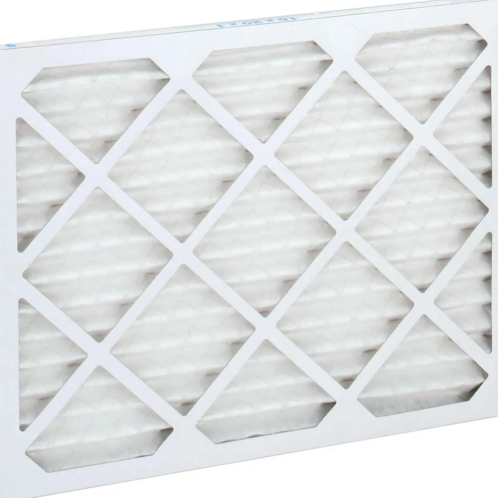 Pleated Air Filter: Wire-Backed Pleated, MERV 8, Synthetic, 35% Efficient, 16" High, 20" Wide, 1" Deep