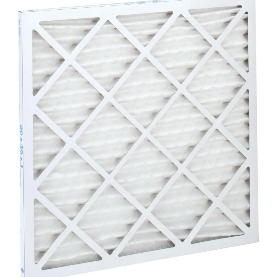 Pleated Air Filter: Wire-Backed Pleated, MERV 8, Synthetic, 35% Efficient, 20" High, 20" Wide, 1" Deep