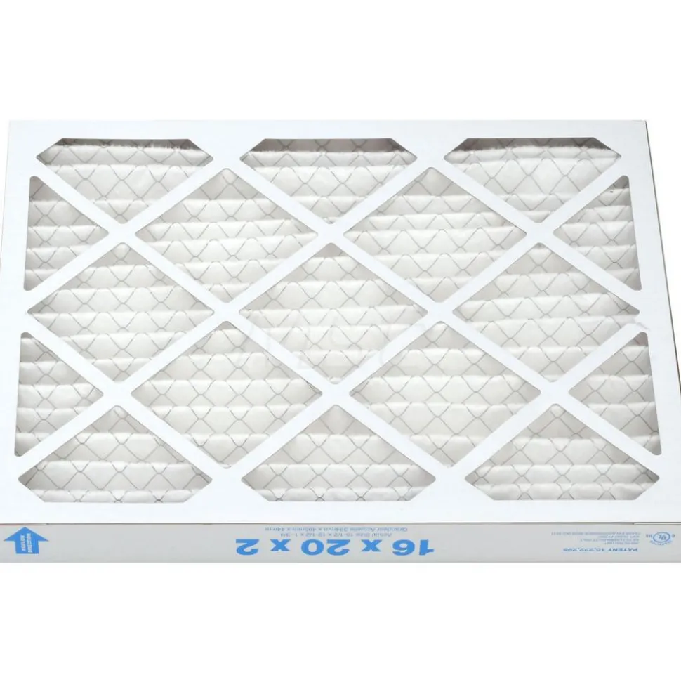 Pleated Air Filter: Wire-Backed Pleated, MERV 8, Synthetic, 35% Efficient, 16" High, 20" Wide, 2" Deep