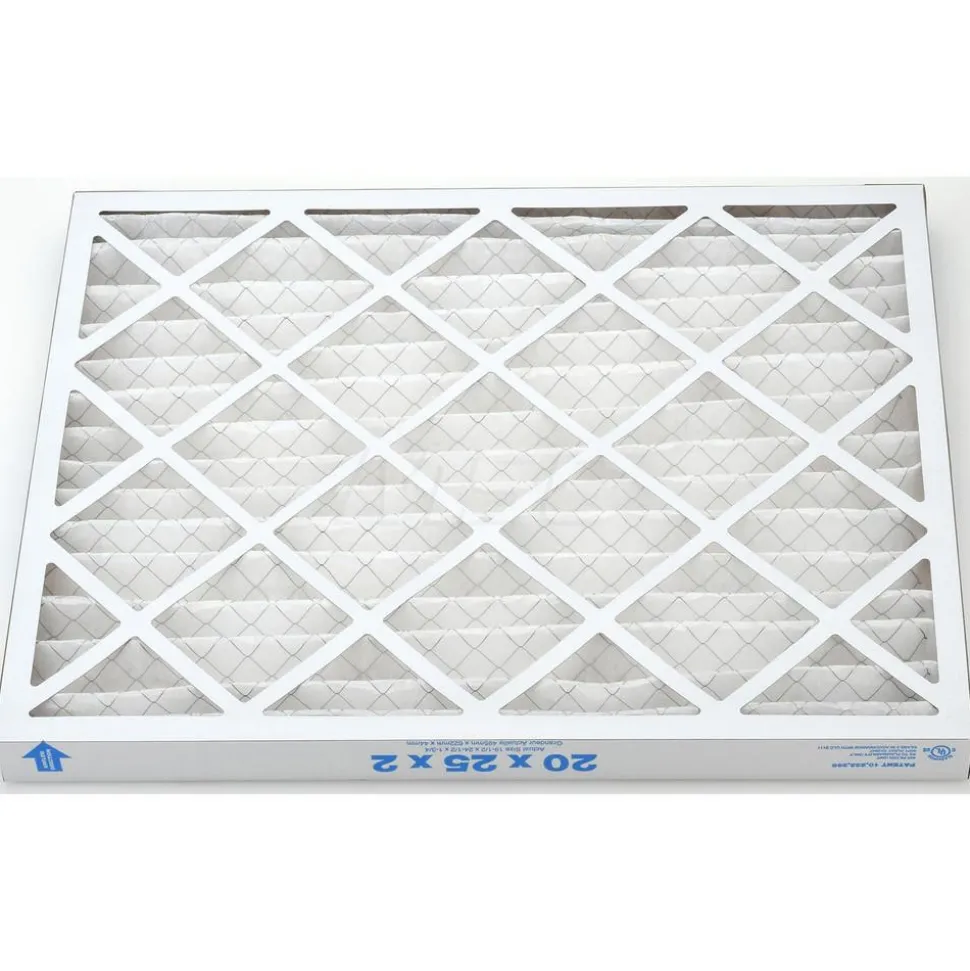 Pleated Air Filter: Wire-Backed Pleated, MERV 8, Synthetic, 35% Efficient, 20" High, 25" Wide, 2" Deep