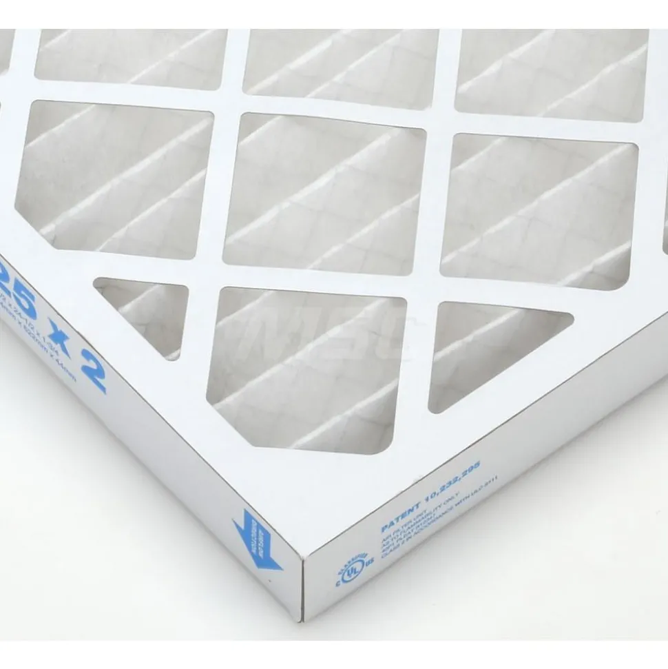 Pleated Air Filter: Wire-Backed Pleated, MERV 8, Synthetic, 35% Efficient, 16" High, 25" Wide, 2" Deep