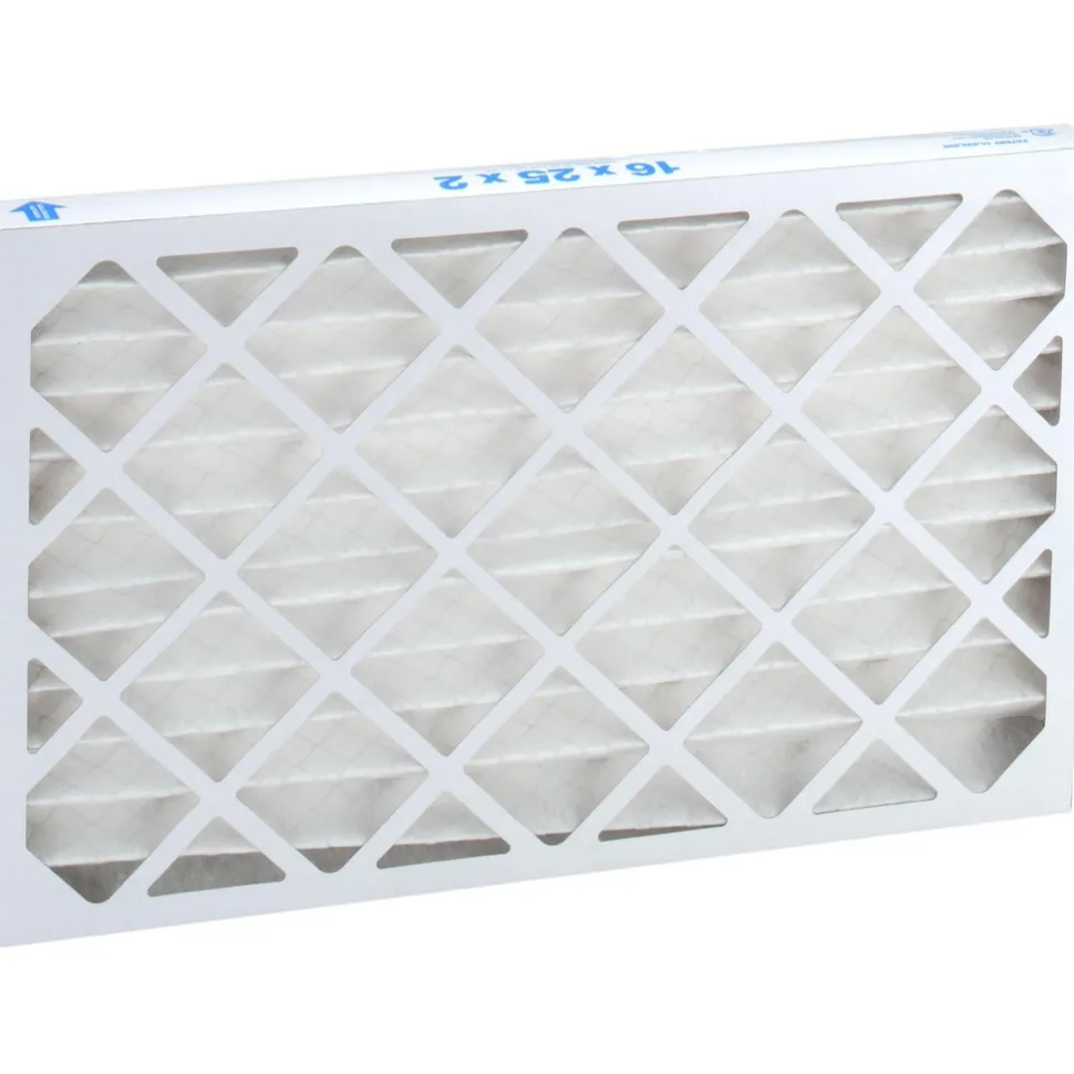 Pleated Air Filter: Wire-Backed Pleated, MERV 8, Synthetic, 35% Efficient, 16" High, 25" Wide, 2" Deep