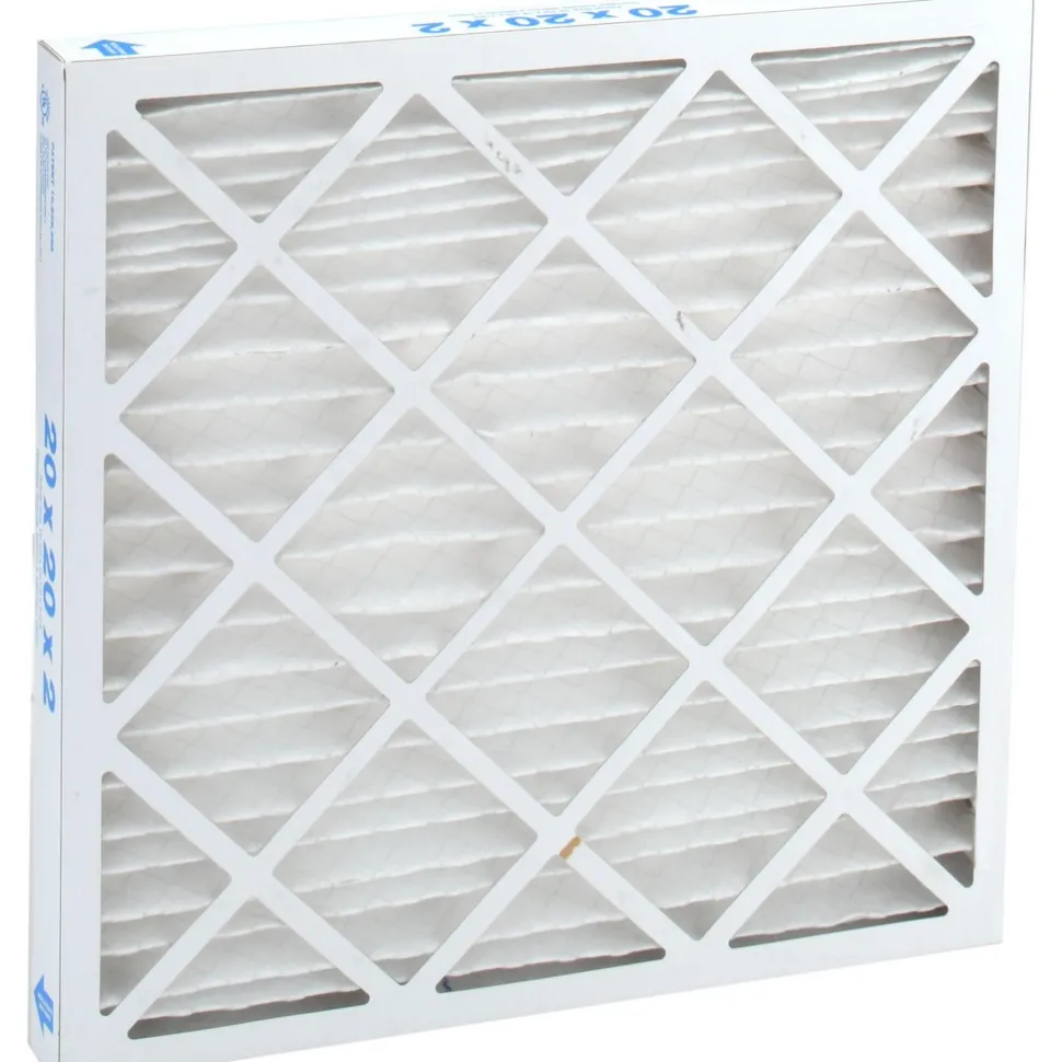 Pleated Air Filter: Wire-Backed Pleated, MERV 10, Synthetic, 55% Efficient, 20" High, 20" Wide, 2" Deep