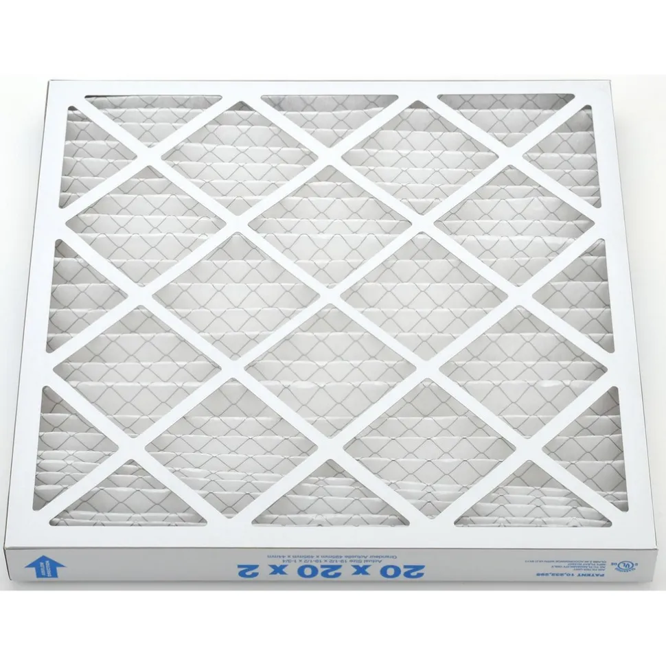 Pleated Air Filter: Wire-Backed Pleated, MERV 10, Synthetic, 55% Efficient, 20" High, 20" Wide, 2" Deep