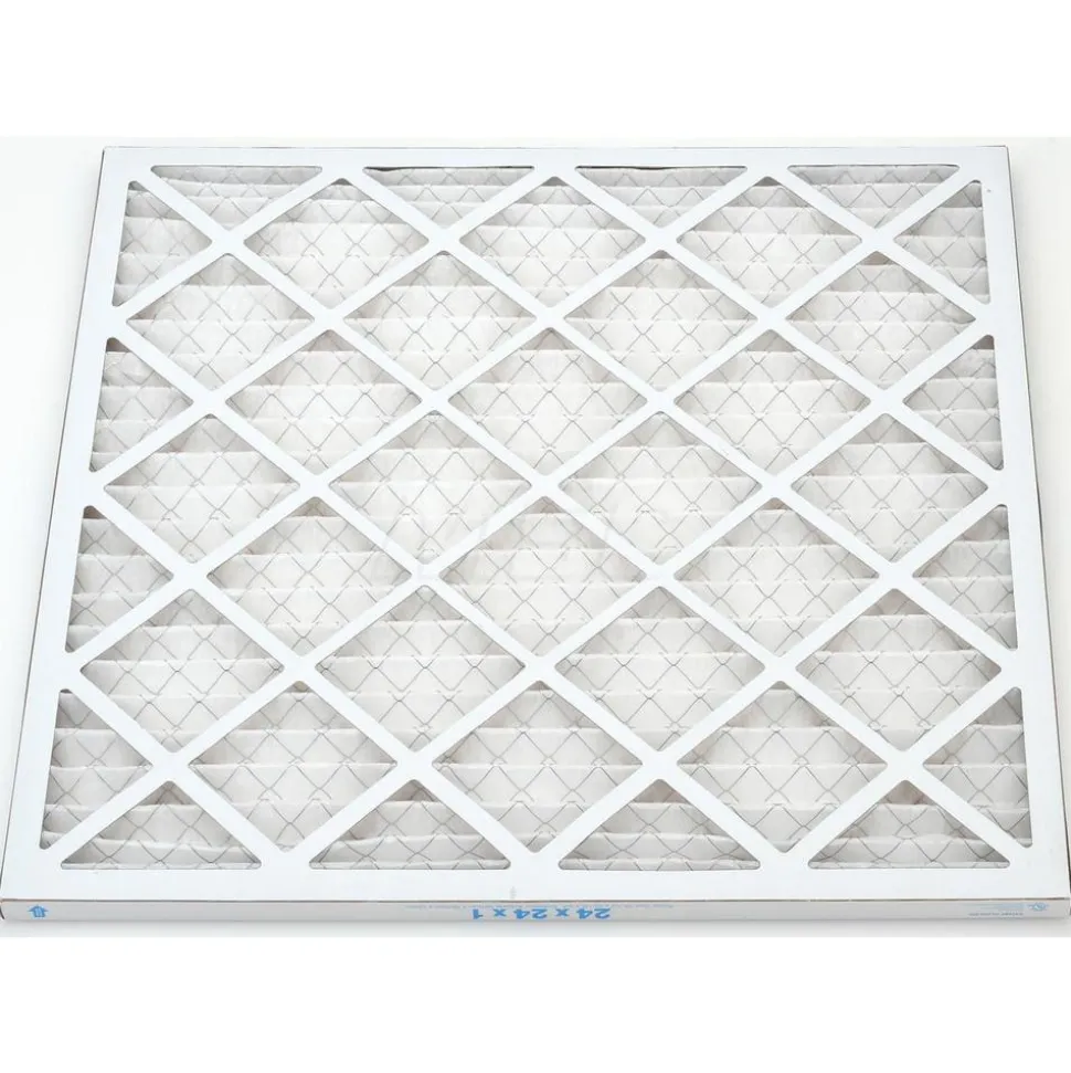 Pleated Air Filter: Wire-Backed Pleated, MERV 8, Synthetic, 35% Efficient, 24" High, 24" Wide, 1" Deep