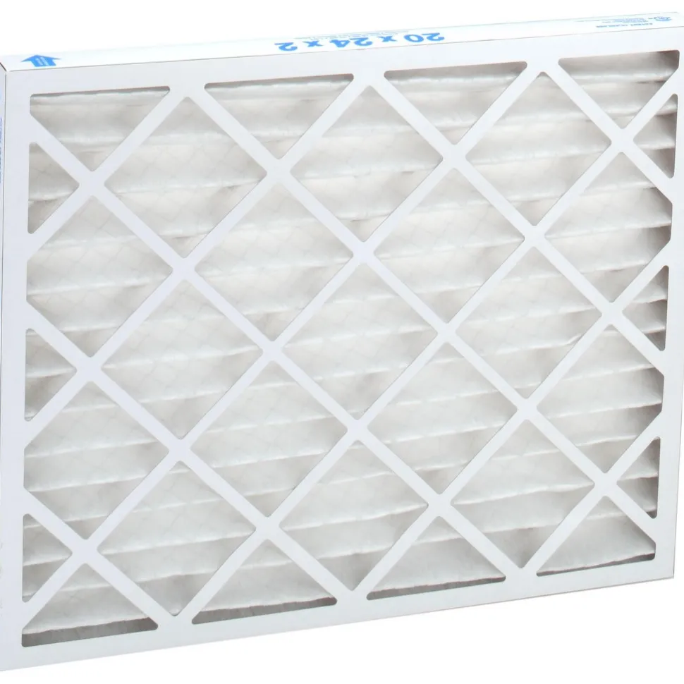 Pleated Air Filter: Wire-Backed Pleated, MERV 8, Synthetic, 35% Efficient, 20" High, 24" Wide, 2" Deep