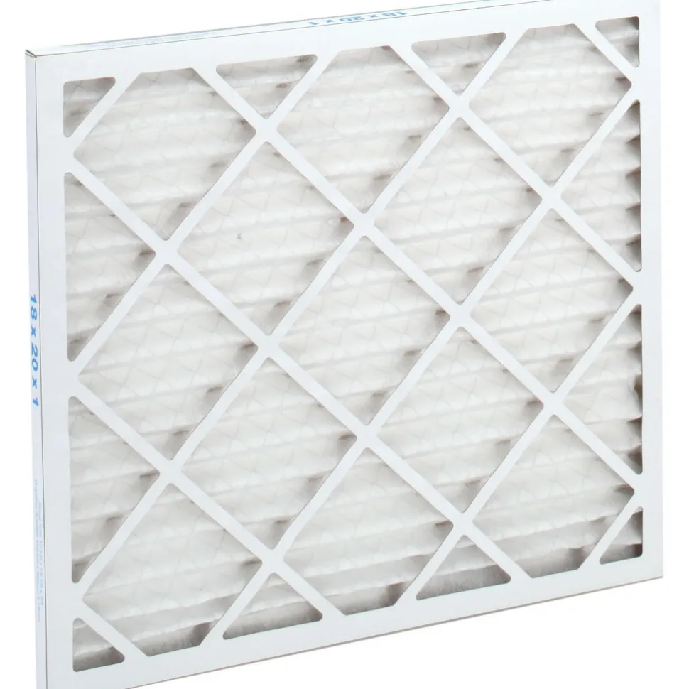Pleated Air Filter: Wire-Backed Pleated, MERV 8, Synthetic, 35% Efficient, 18" High, 20" Wide, 1" Deep