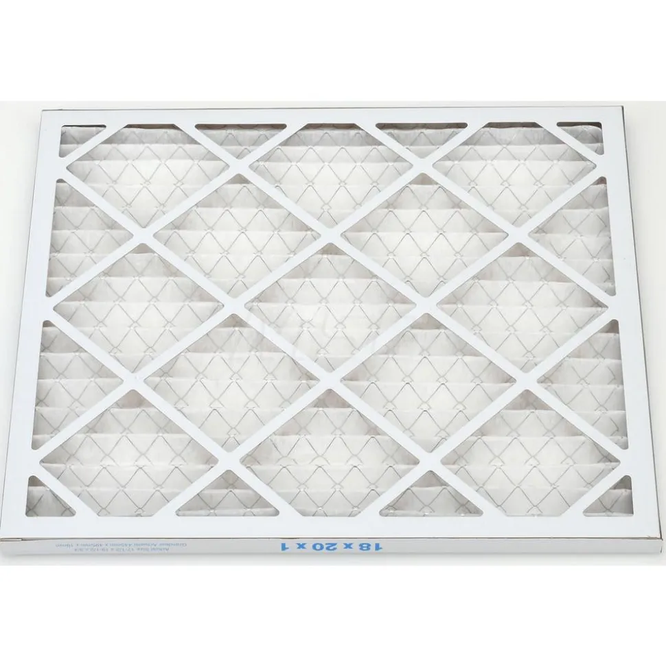 Pleated Air Filter: Wire-Backed Pleated, MERV 8, Synthetic, 35% Efficient, 18" High, 20" Wide, 1" Deep